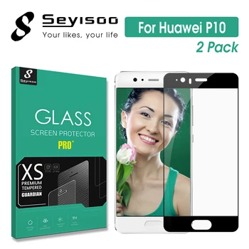 [2 Pack] Oprindelige Seyisoo 2.5 D-0,3 mm 9H Fuld Dækning Hærdet Glas skærmbeskyttelse Til Huawei P10, S. 10 Sort Hvid Film