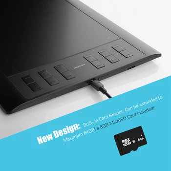 2 Penne Huion 1060 Plus Grafisk Tegning Digital Tablet w/ 8G SD-Kort 12 Express-Tasten + beskyttelsesfilm +15