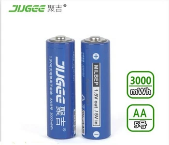 2 stk 1,5 v AA lifepo4 lithium-ionen-batterier 14500 JUGEE 3000mWh genopladeligt li-ion Li-polymer Li-Po batteri anvende Legetøj, osv.