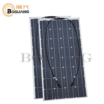 2 stk 100 w solpanel semi fleksibel 200W solar system Solcelle-panel på 12v batteri/yacht/RV/bil/båd AU/RU/UA/CA Lager