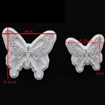 2 STK/Sæt Butterfly Forme Silikone Fondant Kage Udsmykning Cookie Stemplet Kuttere DIY Bage Forme Mould Cortador De Biscoito