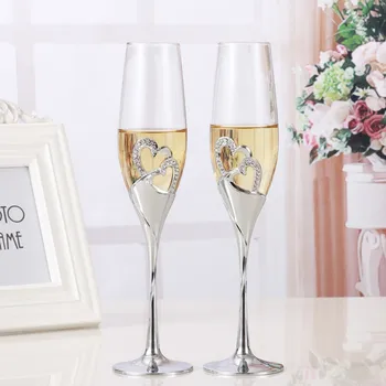 2 STK / Sæt Krystal Bryllup Ristningen champagne fløjter briller Cup bryllupsfest ægteskab dekoration cup for Gave Vin at Drikke