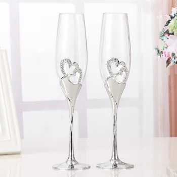 2 STK / Sæt Krystal Bryllup Ristningen champagne fløjter briller Cup bryllupsfest ægteskab dekoration cup for Gave Vin at Drikke
