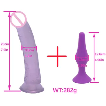 2 STK/SÆT Store Dildo Realistisk Penis Med sugekop Silikone Anal Butt Plug Voksen Sex Legetøj til Kvinde, Lesbiske Par, Sex Shop