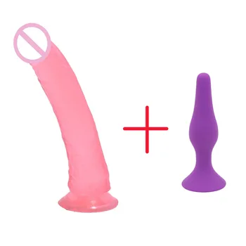 2 STK/SÆT Store Dildo Realistisk Penis Med sugekop Silikone Anal Butt Plug Voksen Sex Legetøj til Kvinde, Lesbiske Par, Sex Shop