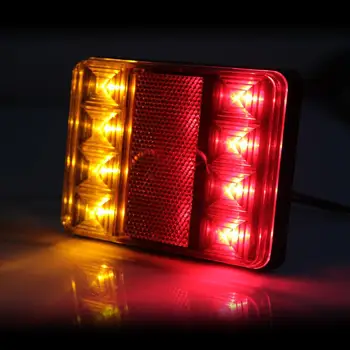 2 STK/sæt Vandtæt 8 LED-baglygte Rød Gul Bageste lampe baglygte 12V DC til Trailer Lastbil, Båd, Bil Styling Advarsel Lys