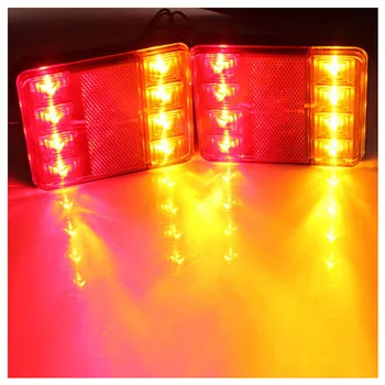 2 STK/sæt Vandtæt 8 LED-baglygte Rød Gul Bageste lampe baglygte 12V DC til Trailer Lastbil, Båd, Bil Styling Advarsel Lys