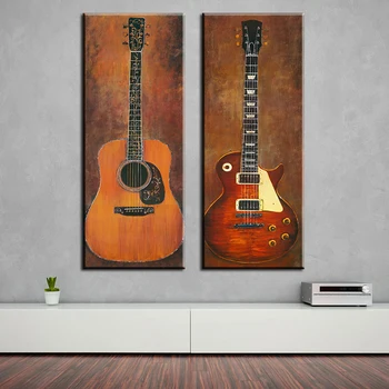 2 stykke musik studio værelse guitar top dekorative vægmalerier til indretning idé olie maleri kunst print på lærred Ingen Indrammet !