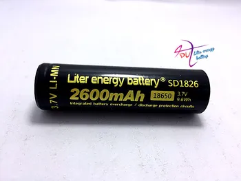 2 stykker af batteriet Gratis shipping Engros Autentisk Liter energi-batteri 3,7 v 2600mah 18650 li-ion batteri