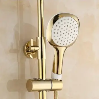 2 Style nedbør brusebad vandhane sæt-mixer, Badeværelse vægmonteret badekar med bruser vandhane, Messing bruser faucet brusehoved guld