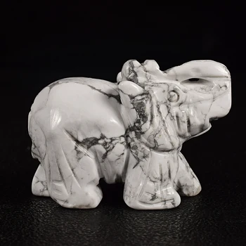2 tommer Crystal Elefant Statue Håndværk Skåret natursten Elefant Figur Jade Mini Dyr, Figurer til Indretning Chakra Healing