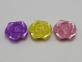 20 Blandet Farve Akryl Perle FlatBack Blomst Cabochons 25mm 2-Hul Sy Perler