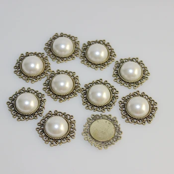 20 stk/masse 2,5 cm fladskærms tilbage Metal, imiteret perle mærkat for invitation-kort,legering rhinestone dekoration til bryllup