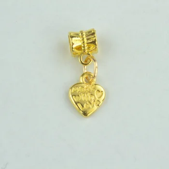 20 STK Mode Guld farve brev hjerte Charms metal Perler passer DIY Europæiske Armbånd til smykkefremstilling 2717
