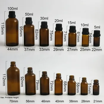 200 x 5 ml Olie 1 ounce Flasker Essentielle Olier, Amber Glas, Flasker, Hætteglas med Blænde Reduktionsgear og Sort hvid Pille Tydeligt Caps