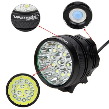 20000Lm LED Front Bike Lampe 15x XML T6 LED Cykel Lys Lommelygte 3 Modes-Lanterne+Genopladelige 8.4 V 6 x 18650 Batteri+Oplader