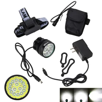 20000Lm LED Front Bike Lampe 15x XML T6 LED Cykel Lys Lommelygte 3 Modes-Lanterne+Genopladelige 8.4 V 6 x 18650 Batteri+Oplader
