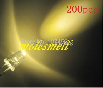 200pcs 5mm rund led varm hvid 5mm varm hvid LED-Lamper 5mm vand klar varm hvid led ultra lyse led-lampe