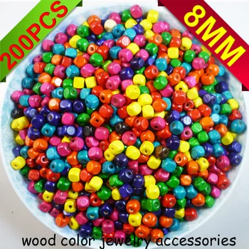200pcs 8mm blandet farve tøj charms træ cube pure perler klud tilbehør der passer til tegnefilm HÅNDLAVET DIY-SERIEN WJA-016