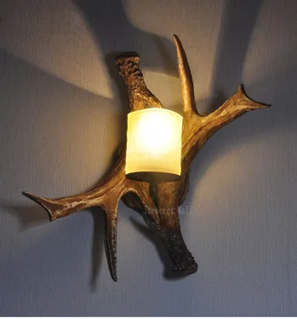 2016 Art Deco-Retro Harpiks Gevir væglampe Amerikansk Country væglampe Hjorte Horn stearinlys Lampeskærm Væg Sconce 110-240V
