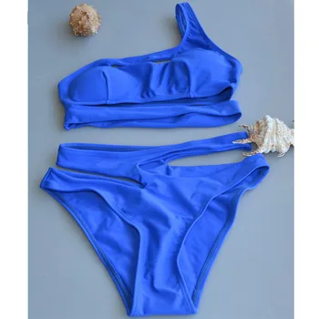 2016 Fast Cut-out-Bikinier sætter Kvinder og Sexet badedragt Polstret To Stykker passer til SORT&HVID&RoyalBlue Bandeau maillot de bain til Pige