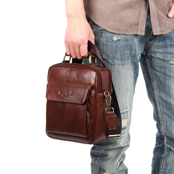 2016 hot salg mænd messenger tasker er naturlige, ægte læder håndtasker Berømte brand-mænd mode afslappet skulder tasker