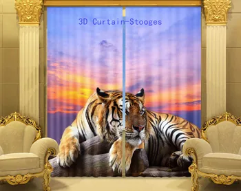 2016 Hot Tiger 3D-Foto Udskrivning Mørklægning Gardiner Til stuen Piger/Børn Drenge Sengetøj værelses Forhæng Cortinaer