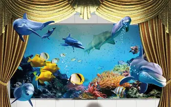 2016 Hot Underwater World Ocean 3D-Foto Udskrivning Mørklægning Gardiner Til stuen Piger/Børn Drenge Sengetøj værelses Forhæng Cortinaer