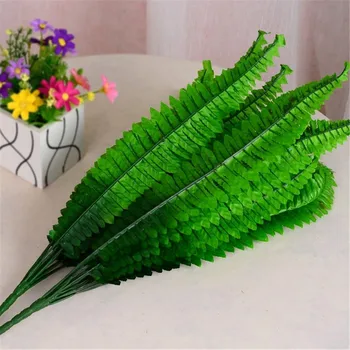 2016 høj kvalitet simulering af den persiske blade-blade kunstige planter til dekorationer plast cemen planter