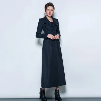2016 koreanske Nye Fashion Vinter Dobbelt Lag Turn-down Krave Lange Uld Frakke Solid Farve en Enkelt Breasted Slanke Kvindelige Overfrakke