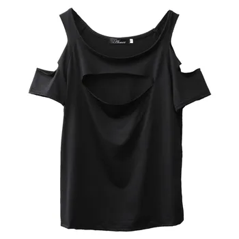 2016 Mønster T-shirt, Toppe, t-Shirts, Korte Ærmer O-hals Sort Løs Mode Afslappet Shirts Toppe