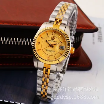 2016 ny luksus mærke Crown Ur til kvinder guld rustfrit stål mode afslappet mænds armbånd Kalender kvarts ur montre femme