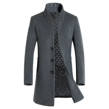 2016 ny stil vinter Mænds casual fashion jakker business tykkere trench coat Mænd uldne jakker,single breasted trench coat