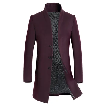 2016 ny stil vinter Mænds casual fashion jakker business tykkere trench coat Mænd uldne jakker,single breasted trench coat