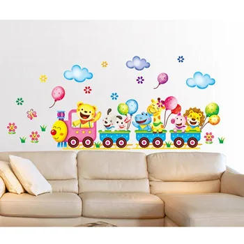2016 Nye Ankomst DIY Tegnefilm Wall Sticker Hjem Decoraton Decals Kunst Dyr, Tog Soveværelse Indretning Baby Kid Gave