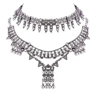 2016 nye ankomst fed legering dobbelt lag mode metal choker halskæde smykker