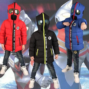 2016 Nye børn Ned & Parkacoats 3-10T vinter kids overtøj til drenge afslappet varm drenge hoodded jakke med briller drenge varme frakker