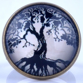2016 Nye Gamle Tree of Life Billede Facetslebet Glas Vintage Ringe Bronze Justerbar for Kvinder Smykker XY160032