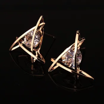 2016 Nye Hot Mode udsøgt trekant piercing stud zircon øre stud øreringe kvindelige gaver gratis fragt