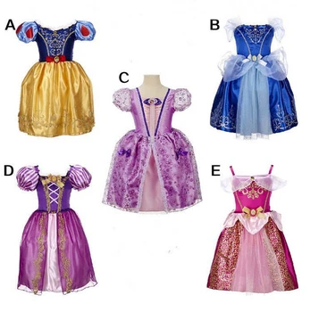 2016 Nye Piger Askepot Kjoler Børn Sne Hvid Prinsesse Kjoler Rapunzel Aurora Part, Kids Halloween Kostume Tøj k90