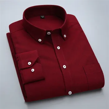 2016 Nyt Design, Business-Formel Kjole Skjorter Forår Mænd Mode Ren Farve med Lange Ærmer Bomuld Sociale Shirt Stor Størrelse 4XL M011