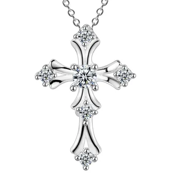 2016 nyt design i sølv kors vedhæng halskæde med AAA zircon hvid rød lilla Mode smykker bryllup gave