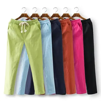2016 Plus size Fashion efteråret Tynde kvinder Candy farver, blyant bukser bomuld lomme Elastik i Taljen 4XL bukser sort grøn