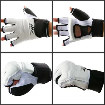 2016 PU Læder Halv Finger Taekwondo handsker fod vagt TKD beskyttere Fighting Karate footgear MMA hænder og fødder protector