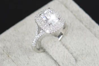 2016 Top kvalitet R&J Brand Brude Massiv 925 Sterling Sølv Ring Kage Engagement Bryllup Fine ringe, Smykker Til Kvinder