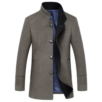 2016 vinter Mænds mode af høj kvalitet uld jakker trench coat Mænd, single breasted Mandarin collar vindjakke uldne frakke