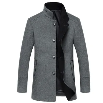 2016 vinter Mænds mode af høj kvalitet uld jakker trench coat Mænd, single breasted Mandarin collar vindjakke uldne frakke