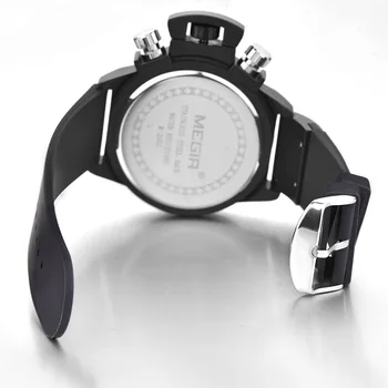 2016Unique design Top luksus mærke Megir Mænds ure Klassisk stil Silikone band Chronograph Militære Sport Mekaniske ure mænd