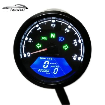2017 12000 RMP kmh/mph Universal LCD Digital Speedometer Kilometertæller Omdrejningstæller Gear indikator, Motorcykel, Scooter golfvogne ATV
