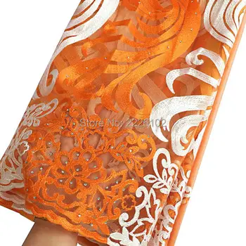 2017 Afrikanske blonde stof 5 m Orange Gul Lilla Fersken Pink Vin Afrikanske Lace Materiale Net Lace Broderi, Blonde Stof